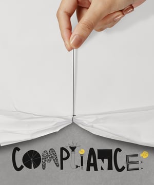 business hand pull rope open wrinkled paper show COMPLIANCE design text as concept
